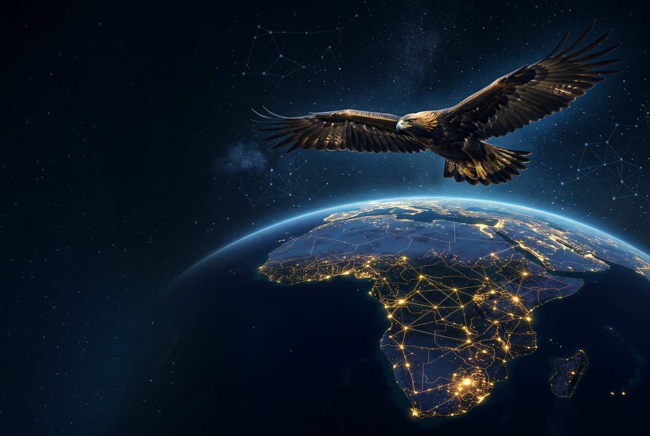 Aigle survolant l'Afrique